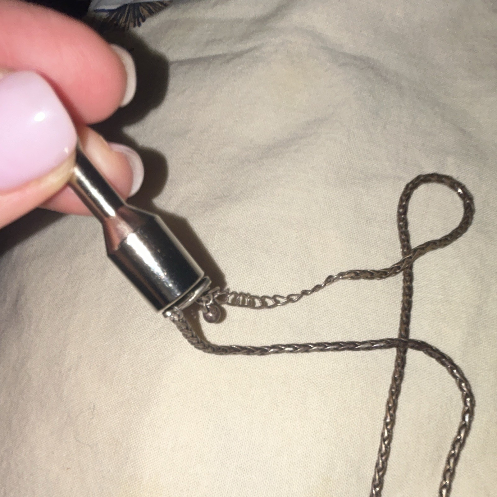 Silver Tone Snake Chain Necklace Cross Charm Black Horn Pendant Adjustable