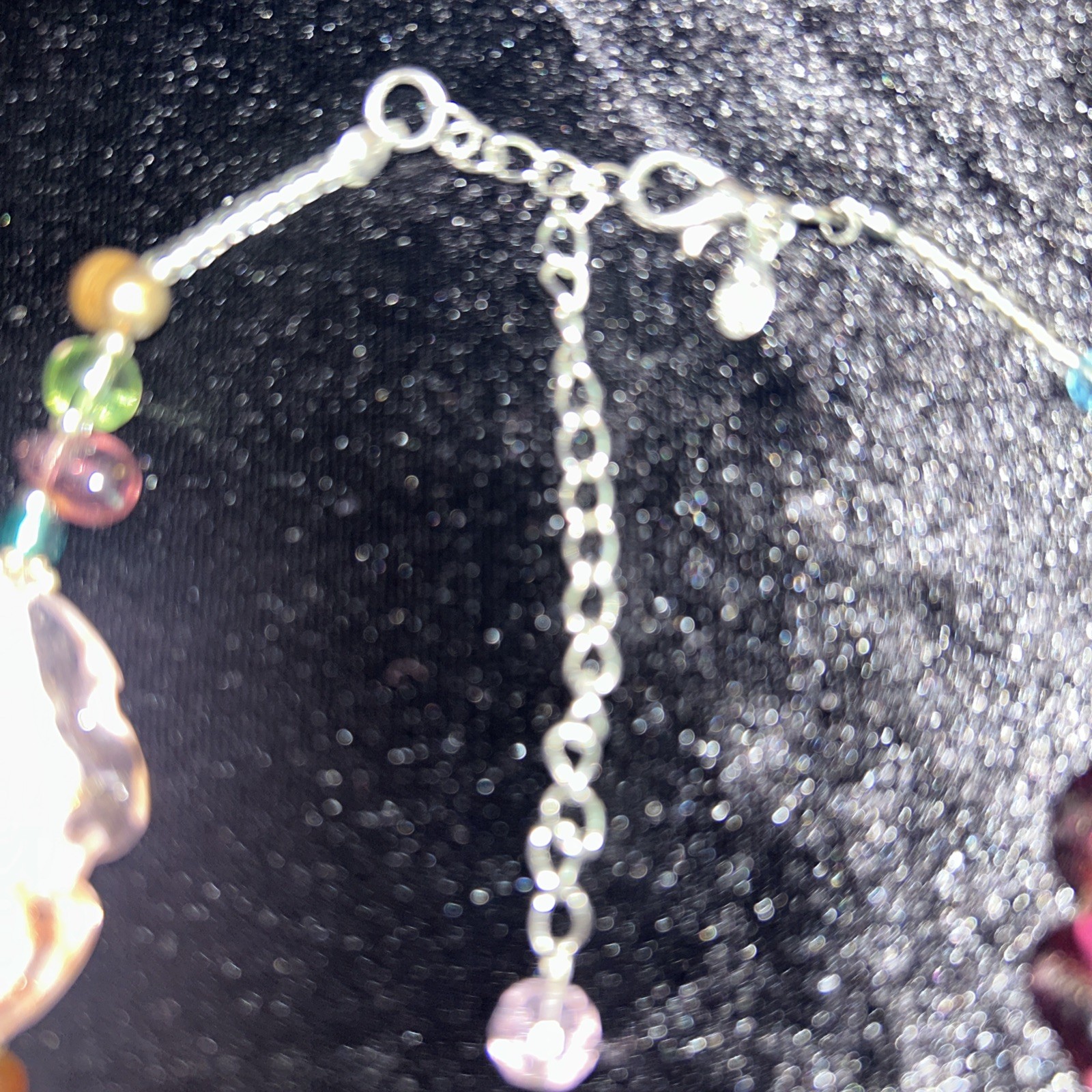 Premier Designs Purple Pink Multicolor Floral Art Glass Bead 17-20″ Necklace