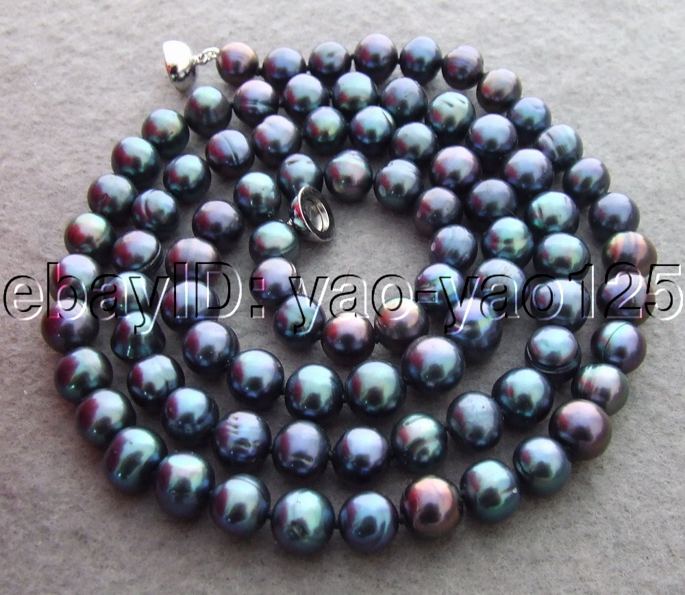 32″ 10mm Black Pearl Necklace long pearl necklace