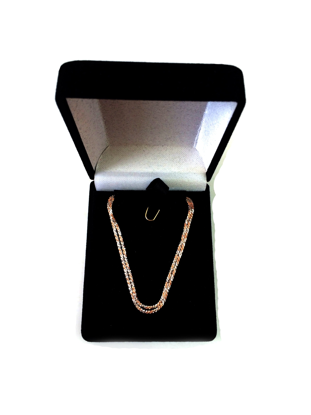 14k 2 Tone Rose And White Gold Sparkle Chain Necklace, 1.5mm, 18″