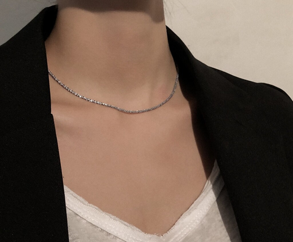 Girl / Women Titanium Stainless Steel Margarita Chain Choker Necklace 14.5-16″