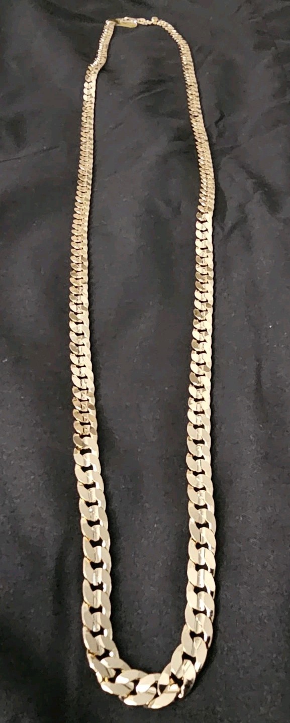 34in. 14k Gold Plated on brass THICK 6.5mm diamond cut Cuban Link Chain