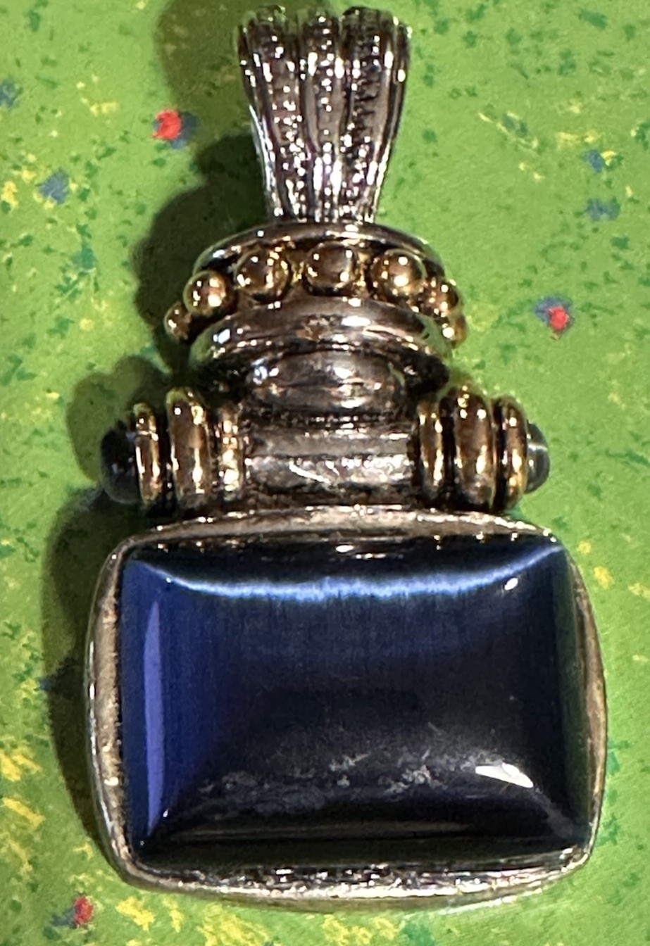 VTG Designer Cabochon Bezel Set Rectangle Pendant Charm