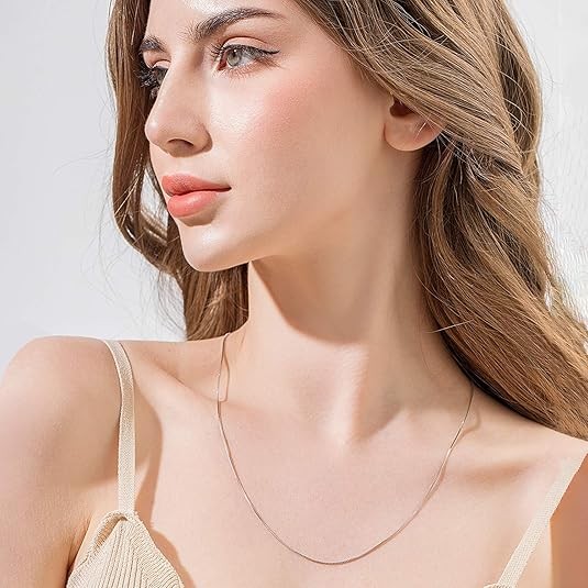 Men&Women’s 925 Sterling Silver Tarnish-Free Italian Snake Chain Necklace 16-38″