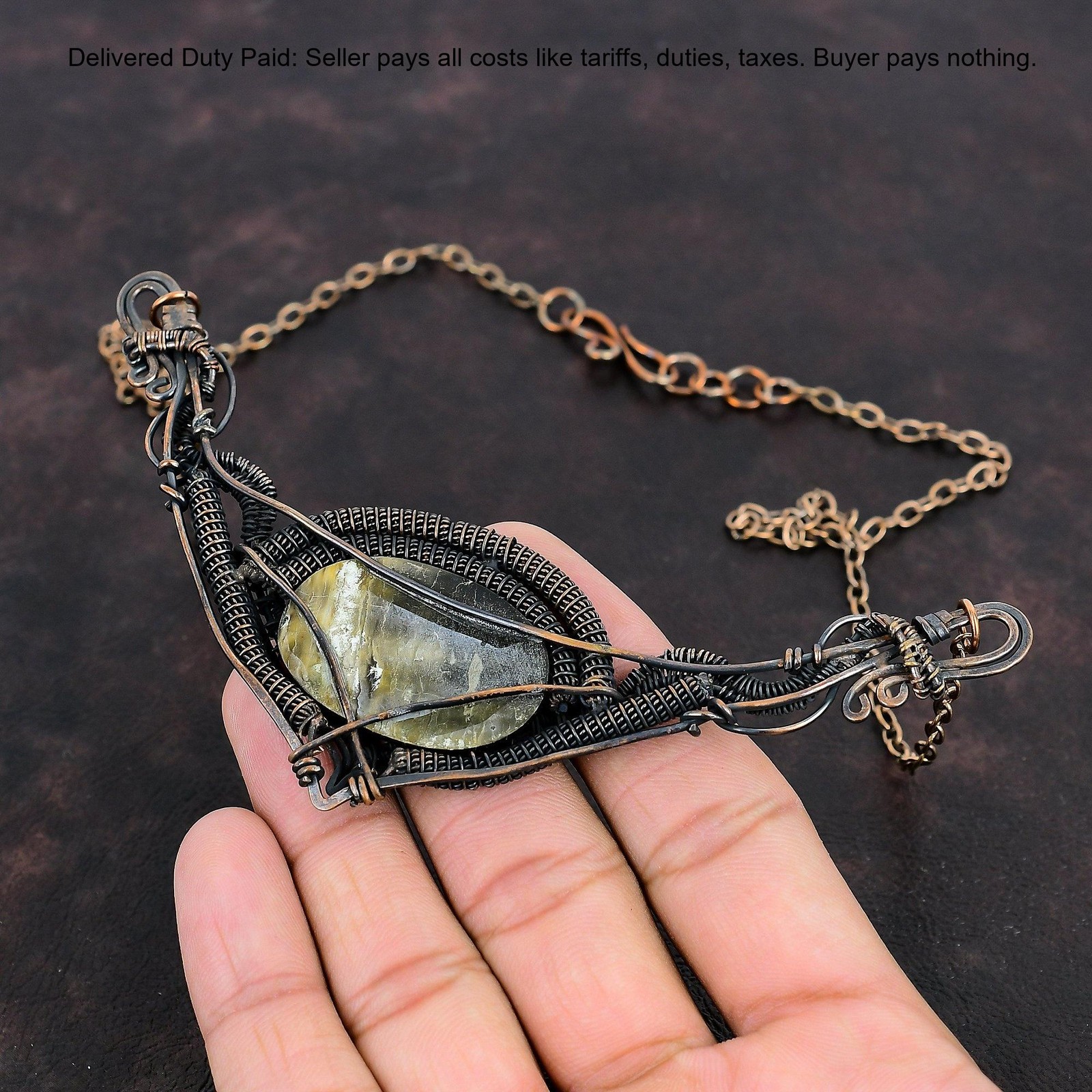Mother Of Pearl Stone Copper June Birth Chain Wife Wire Wrapped Wedding Necklace