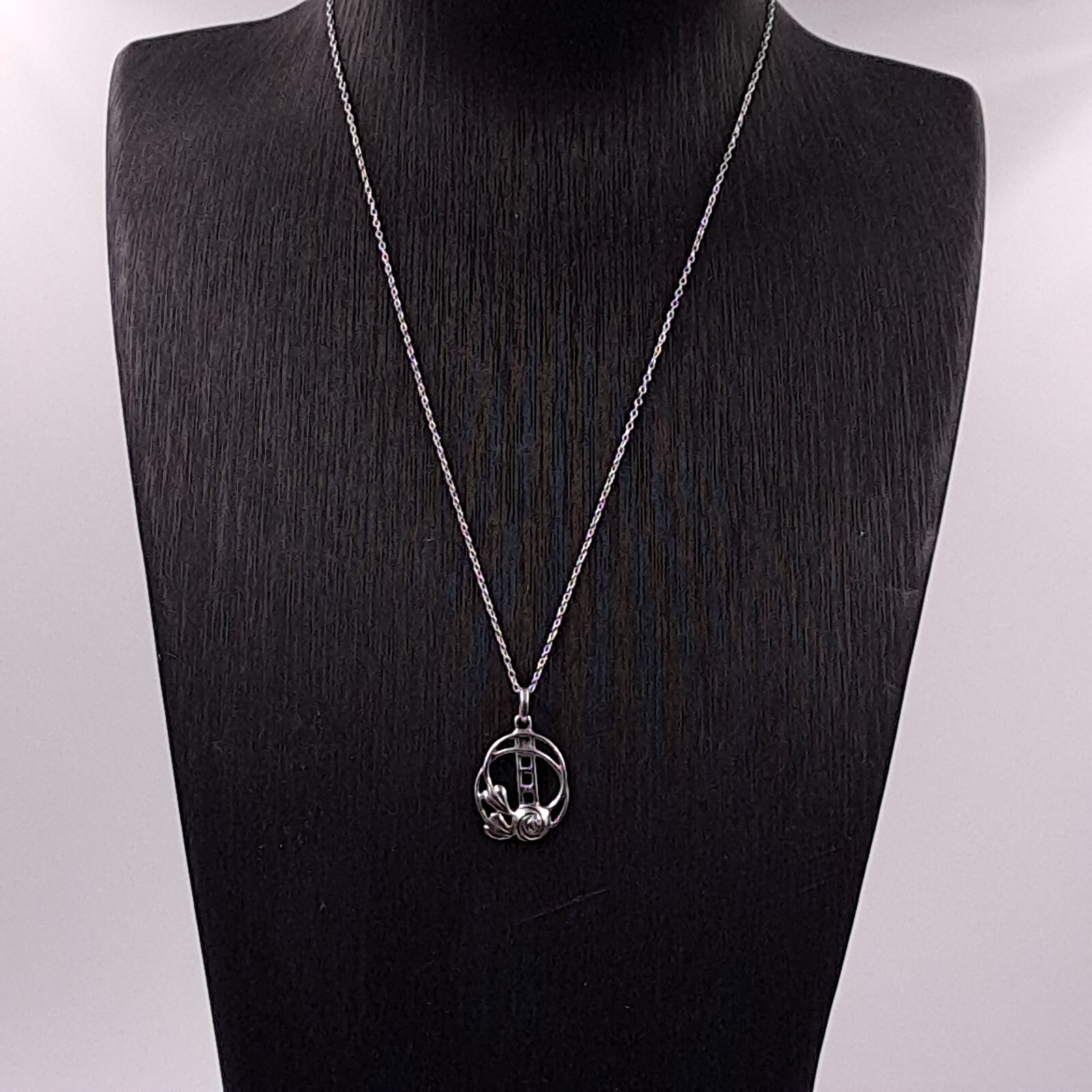 Kit Heath Sterling Silver Necklace Mackintosh Style Pendant 1997 46cm Chain