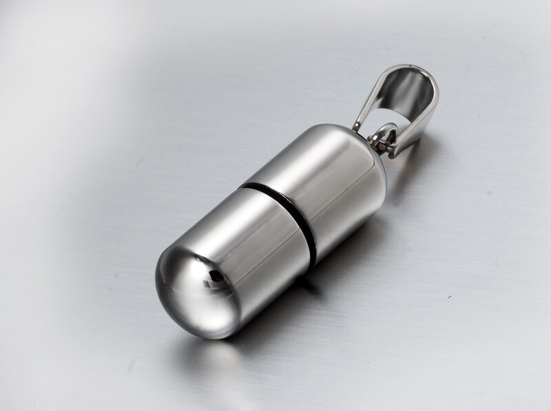 Silver Pendant Necklace Perfume Bottle Medical Pill Capsule Container Women Men