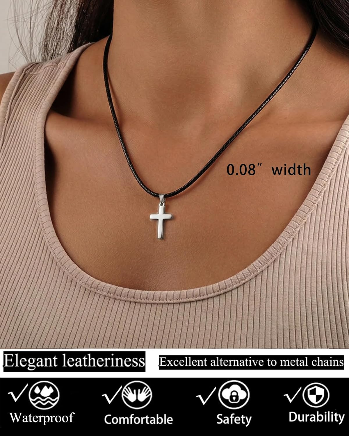 Durable 2/3/4/5MM Width Waterproof Comfortable Braided Leather Chain Cord with S