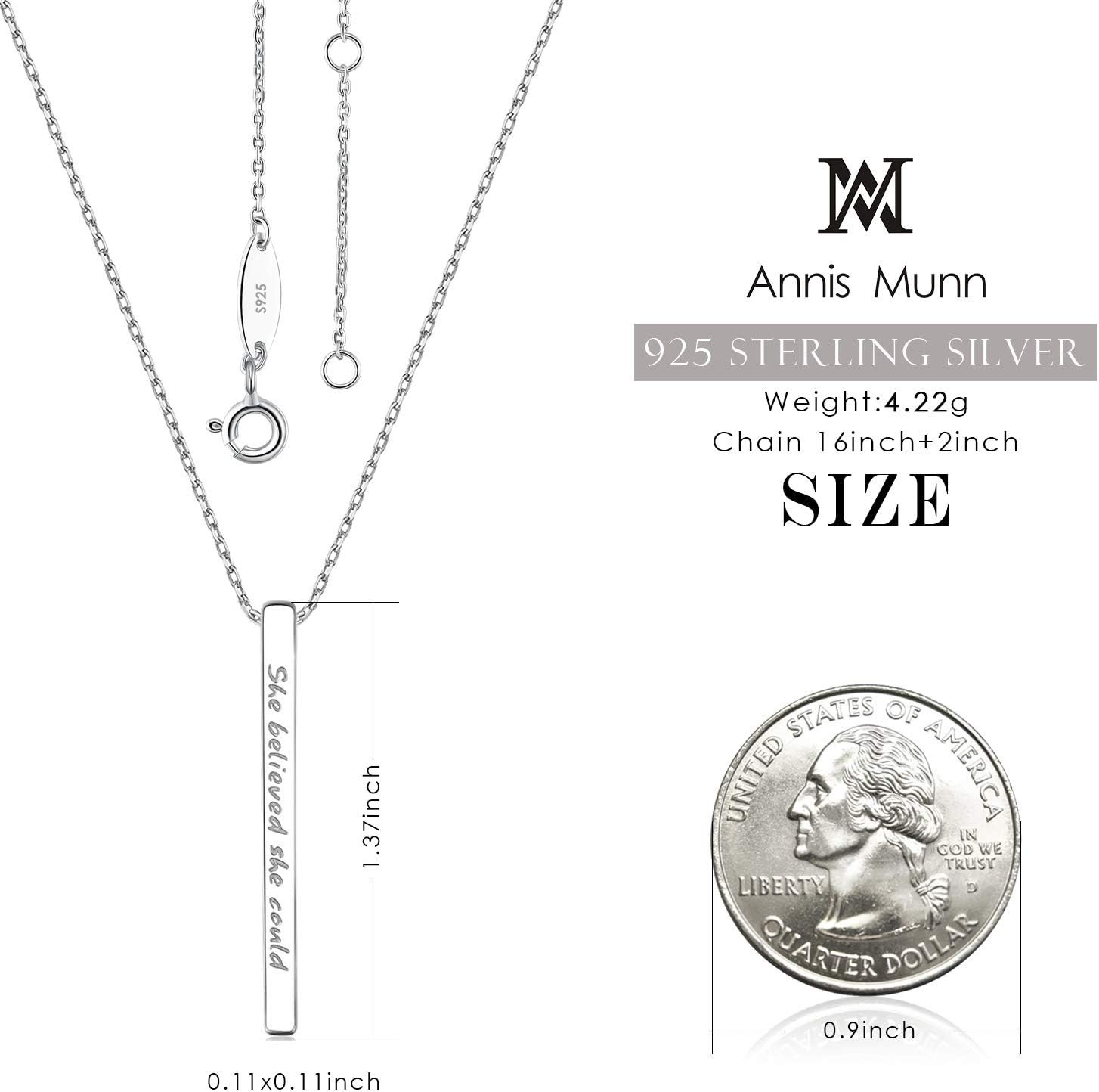 Women 925 Sterling Silver Bar Necklace Gifts for Women Jewelry Engraved ‘ She…