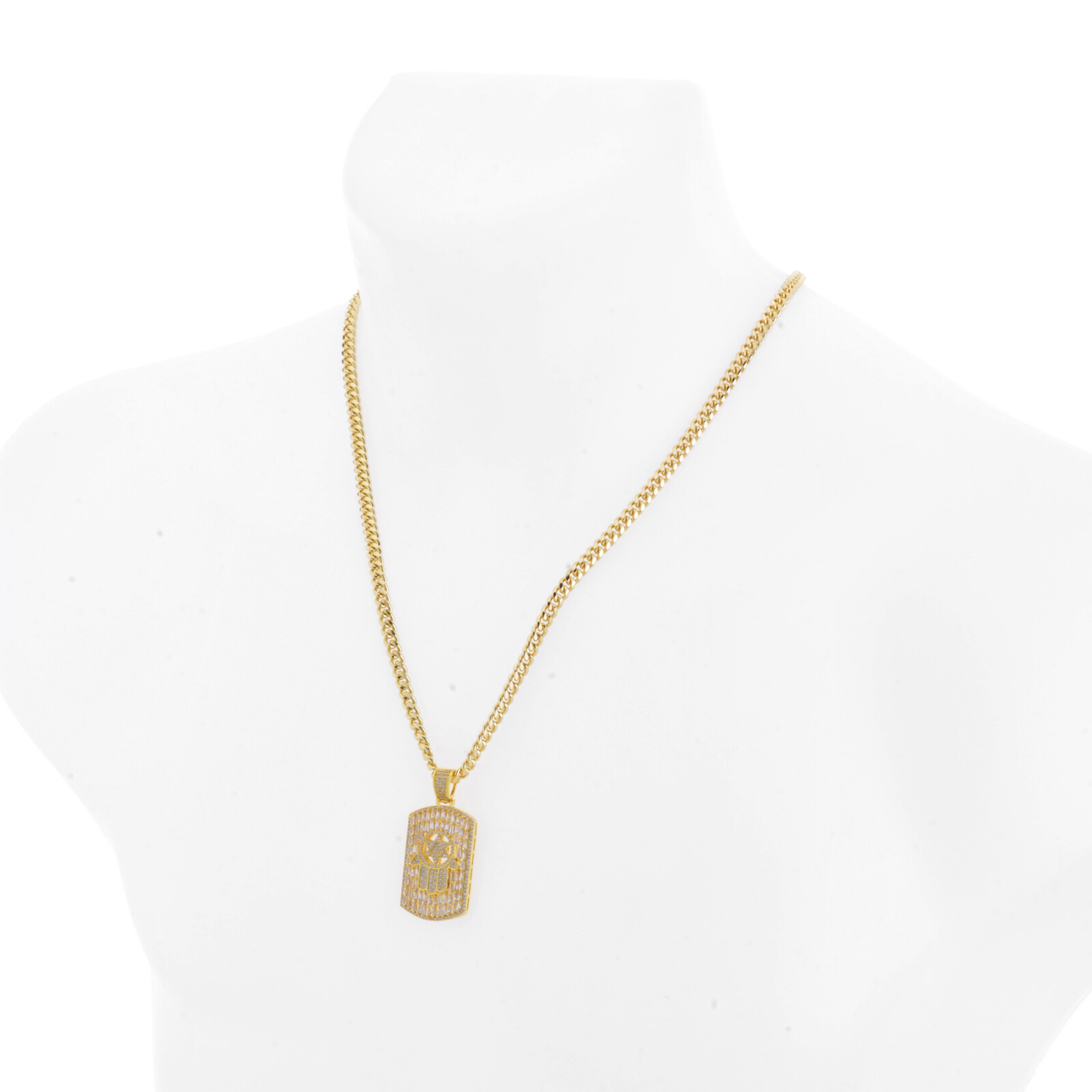 Bling Bling Hamsa Dog Tag Pendant 24″ Cuban Chain Necklace BCC 17097 G