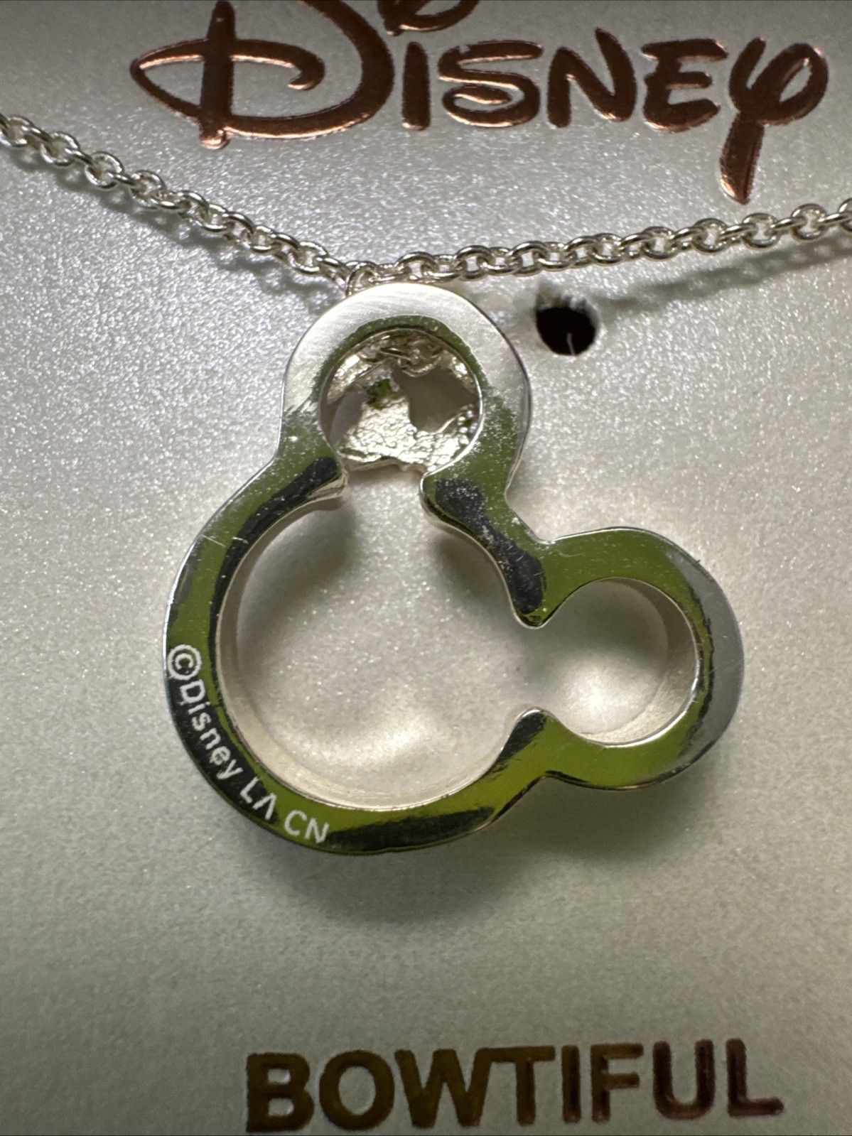 DISNEY MINNIE MOUSE FINE SILVER PLATED & ROSE GOLD NECKLACE BOWTIFUL