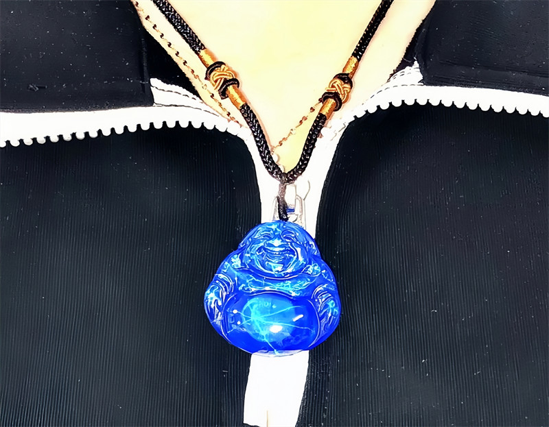 Top quality Lab-Created 6Star Sapphire Maitreya Buddha Sapphire Pendant Necklace