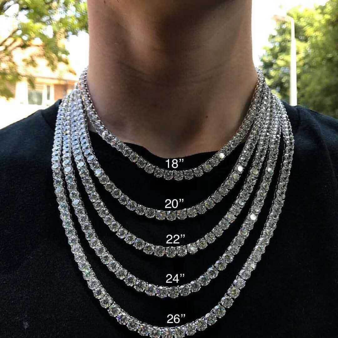 Women Men Iced Out Bling Tennis Necklaces Pendant Hip Hop CZ Zircons 3/4/5/6MM