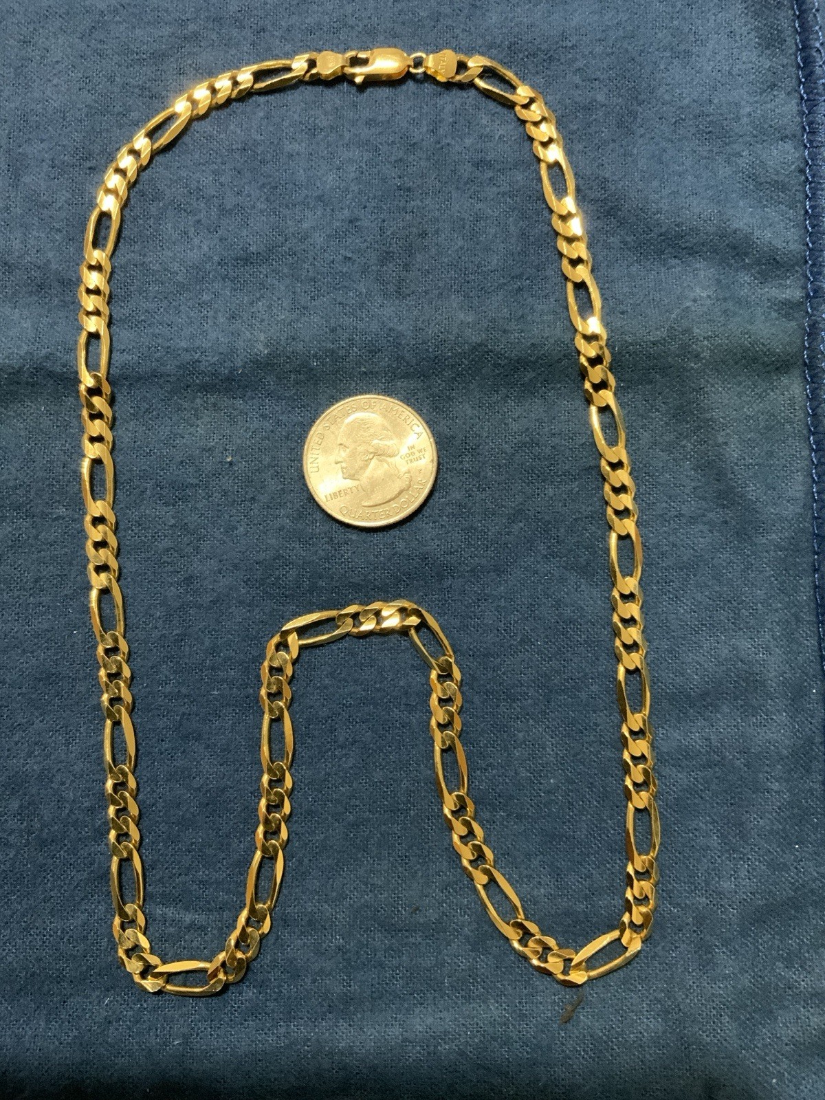 14K Solid yellowGold, Figaro Link Chain 22” Inches 5.7mm And 27.2 Grams