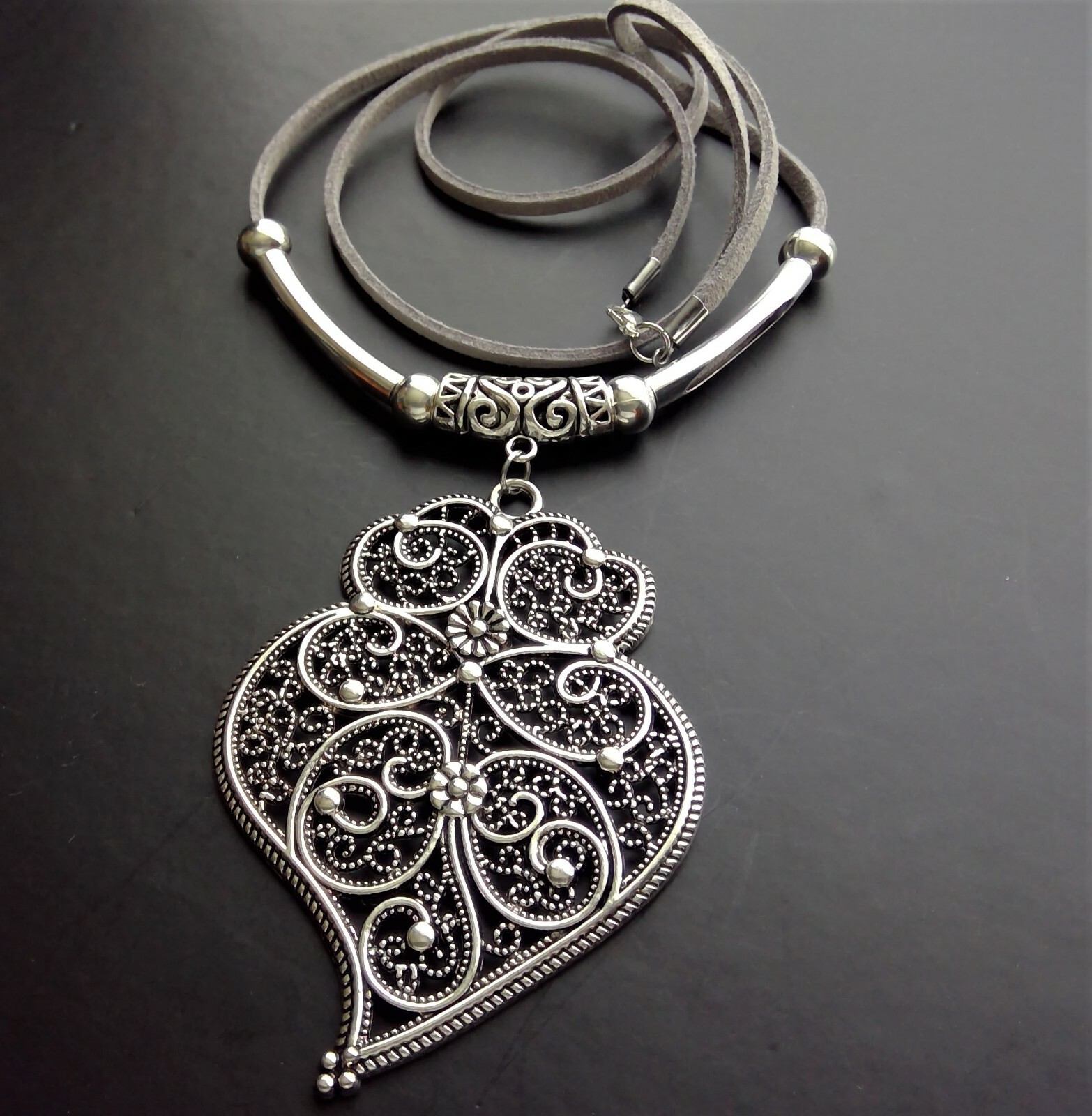 TIBETAN SILVER ALLOY STATEMENT PENDANT