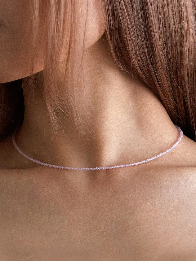 Natural Rose Quartz Choker Dainty Pink Stone Queen Crystal Necklace ReikiJewelry