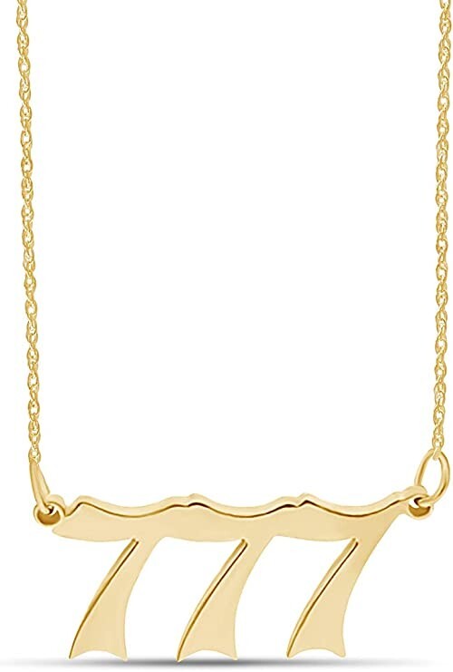Gold 777 Angel Number Necklace, Jewelry Charms Minimalist Stainless Steel