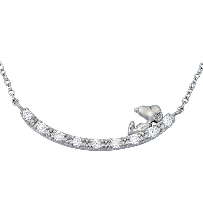 Peanuts Snoopy HAPPY Necklace Silver 925 SV925 40cm 16″ in Box Authentic New
