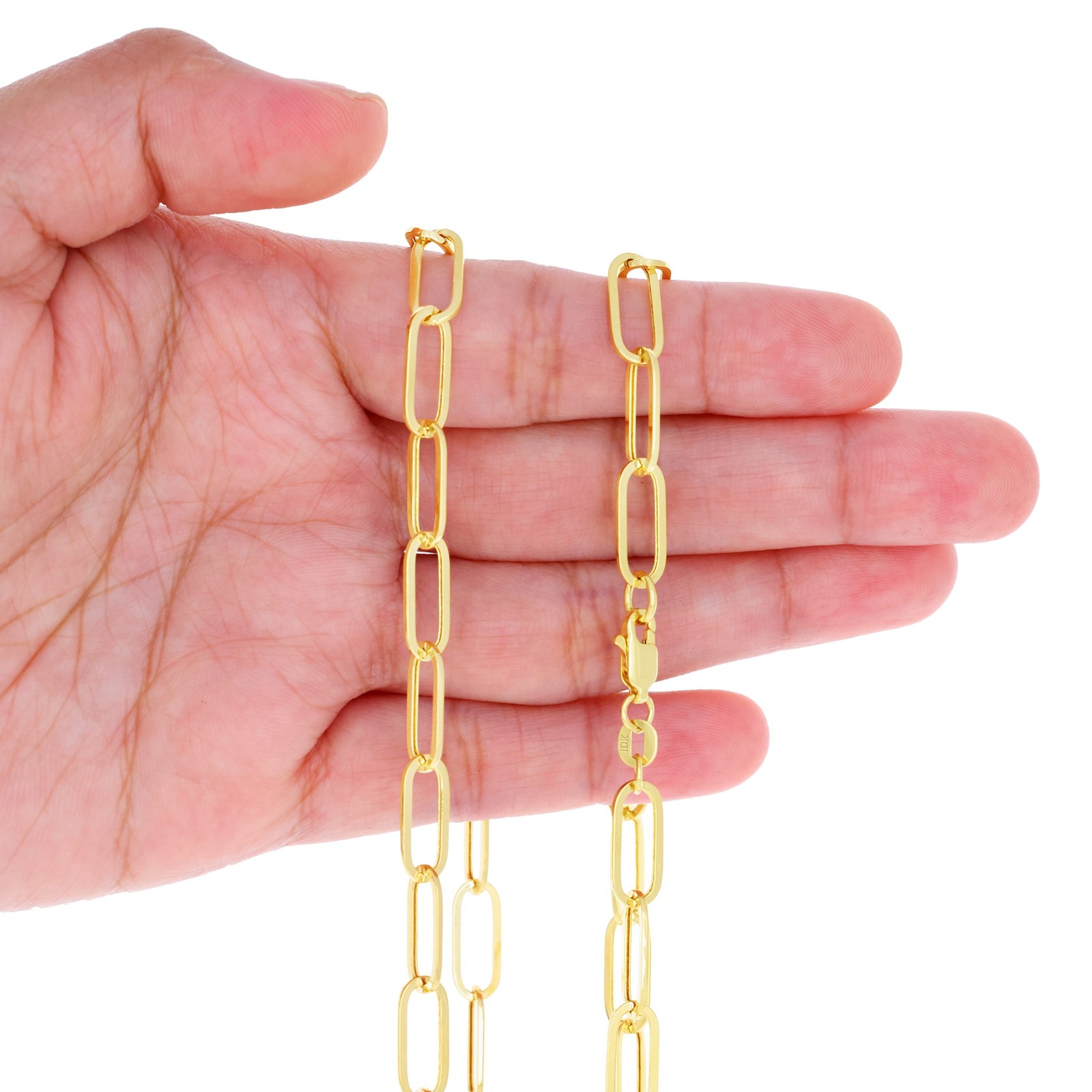 10k Yellow Gold Paperclip 2mm-7mm Chain Cable Rolo Necklace Mens Womens 16″-24″