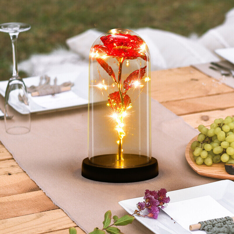 Eternal Forever Galaxy Rose Flower In Glass Dome LED Light Valentine’s Day Gift