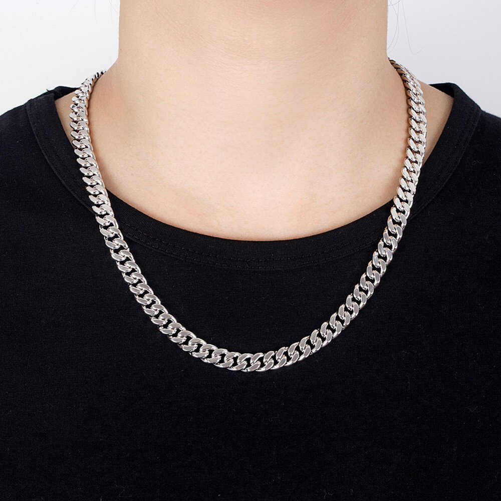 8mm 18″-30″ 925 Sterling Silver Curb Cuban Link Chain Necklace for Men & Women