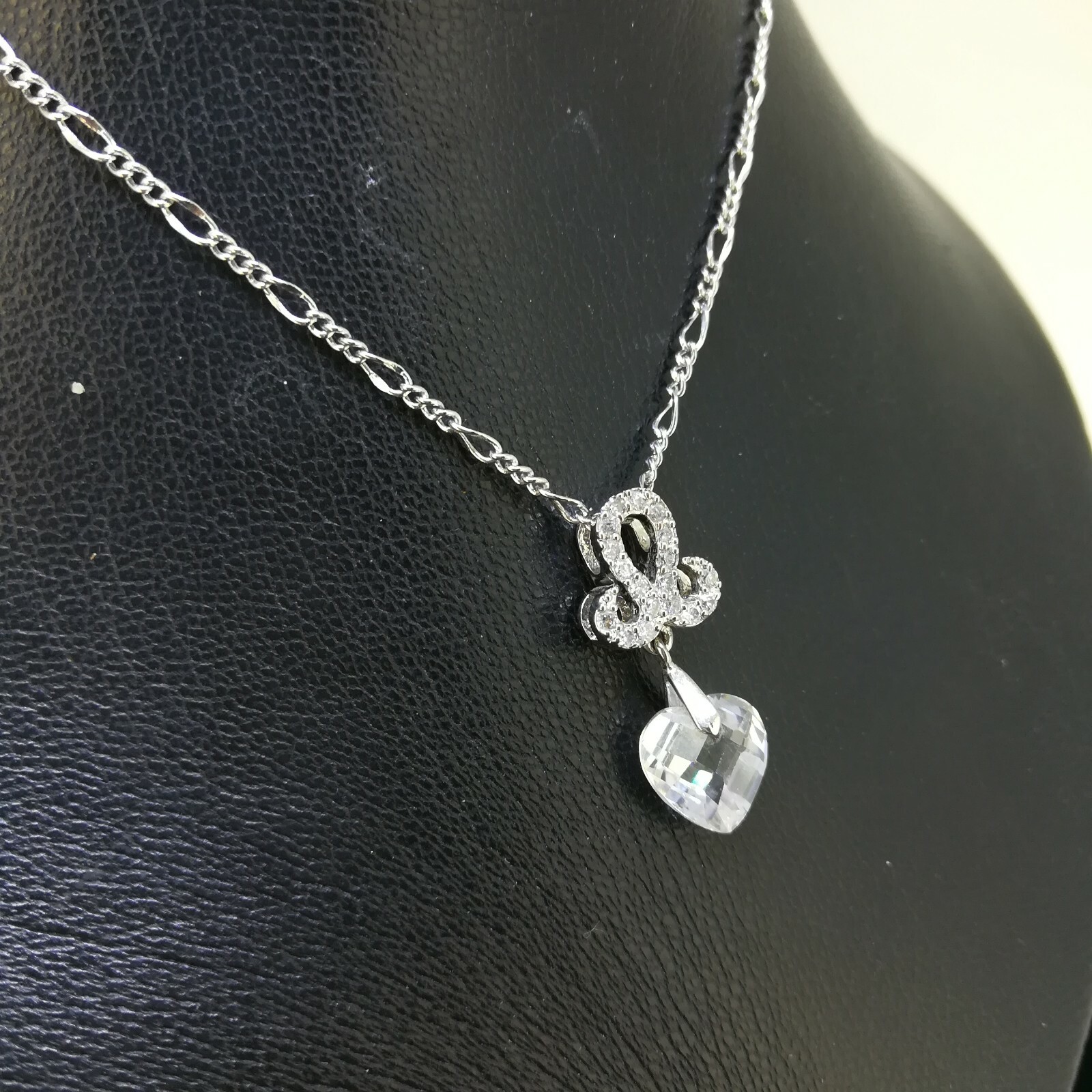 Elegant 925 Sterling Silver SF Heart CZ Pendant Necklace Gift Woman N-A857