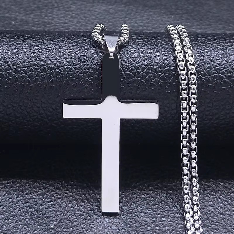 60cm Gold Stainless Steel Cross Necklace for Men Mens Chain Pendant Jewelry Gift