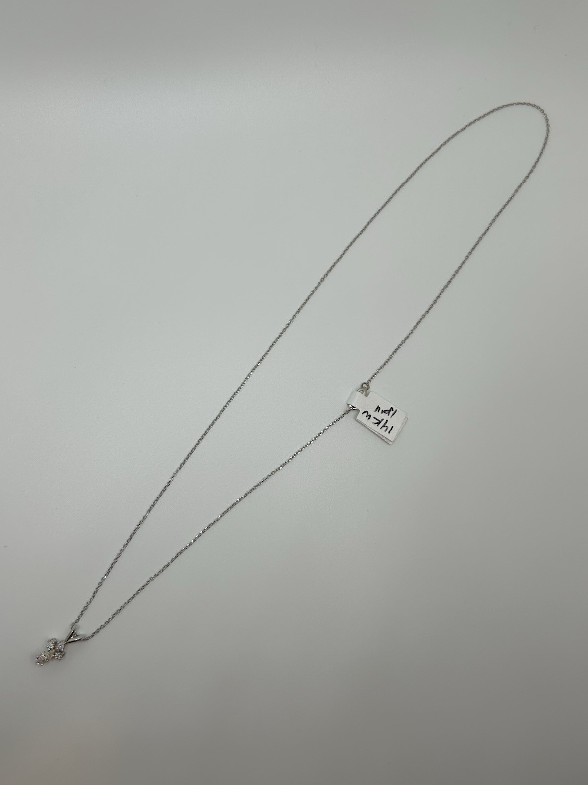 14k White Gold Necklace With Natural Diamonds 18 Inch Custom Authentic Piece