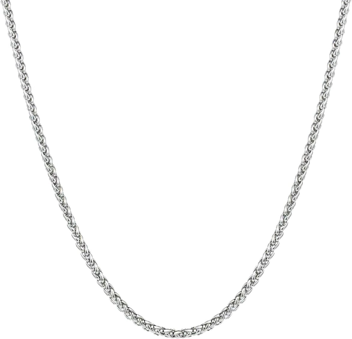 Silver Stainless Steel Wheat Chain Necklace Men Jewelry 2.5mm3mm4mm