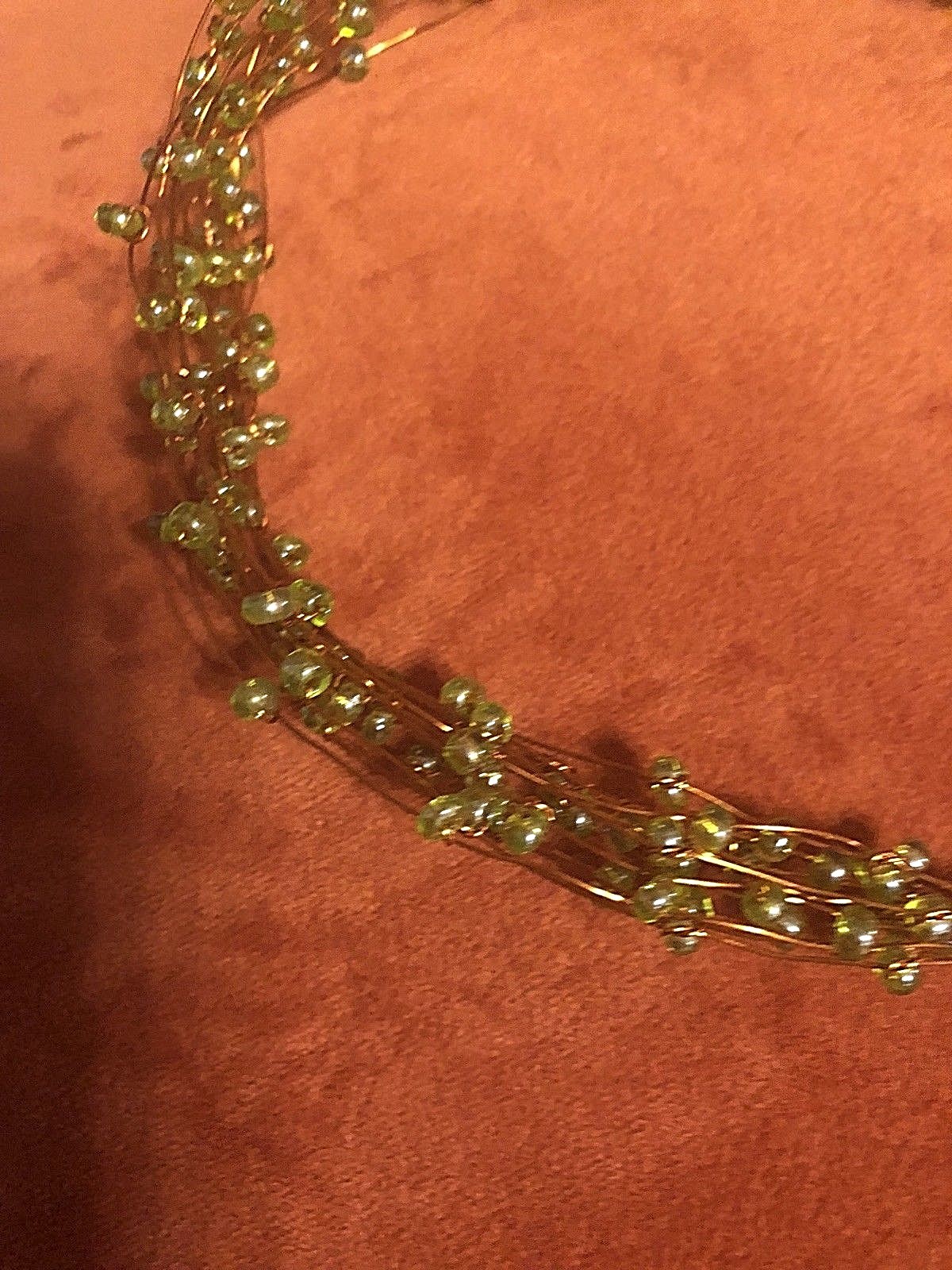 Mi Linea Green Beaded Copper Wire Multi-strand Choker Necklace NWOT