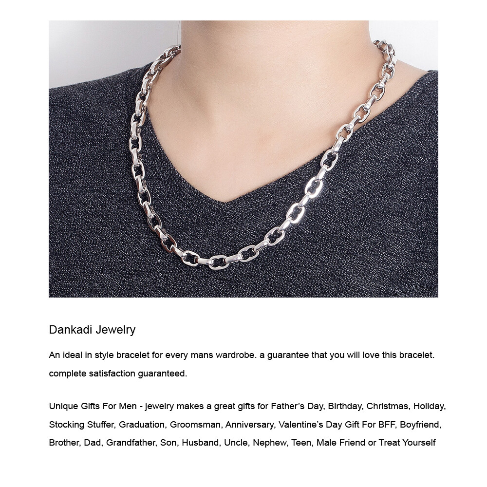 925 Sterling Silver Oval Link Chain Two Locks Necklace T/O Clasp for Men & Women