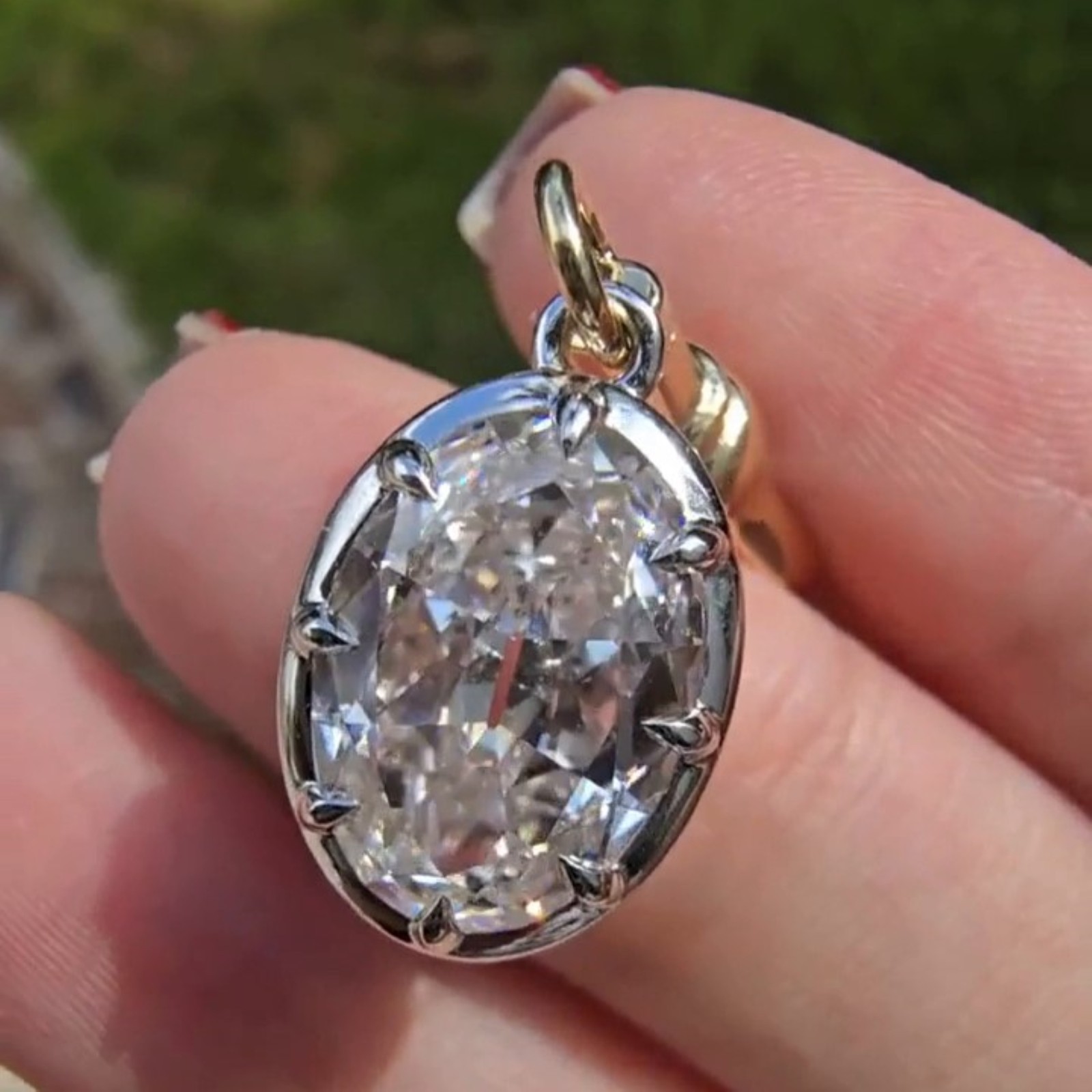 2.50 Ct Oval Cubic Zirconia Pendant Bezel Set Old European Oval Cut Gift For Her