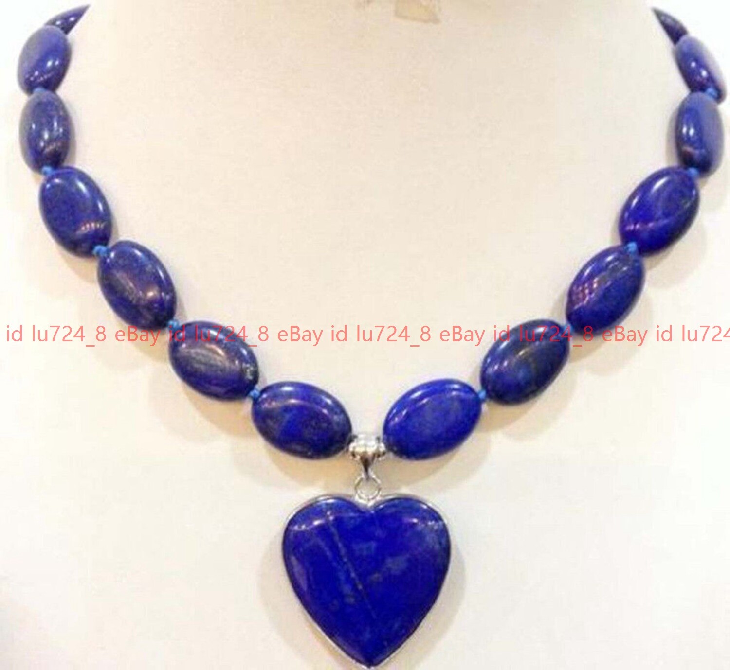 Natural 13x18mm Blue Lapis Lazuli Oval Heart Pendant Gemstone Necklace AAA