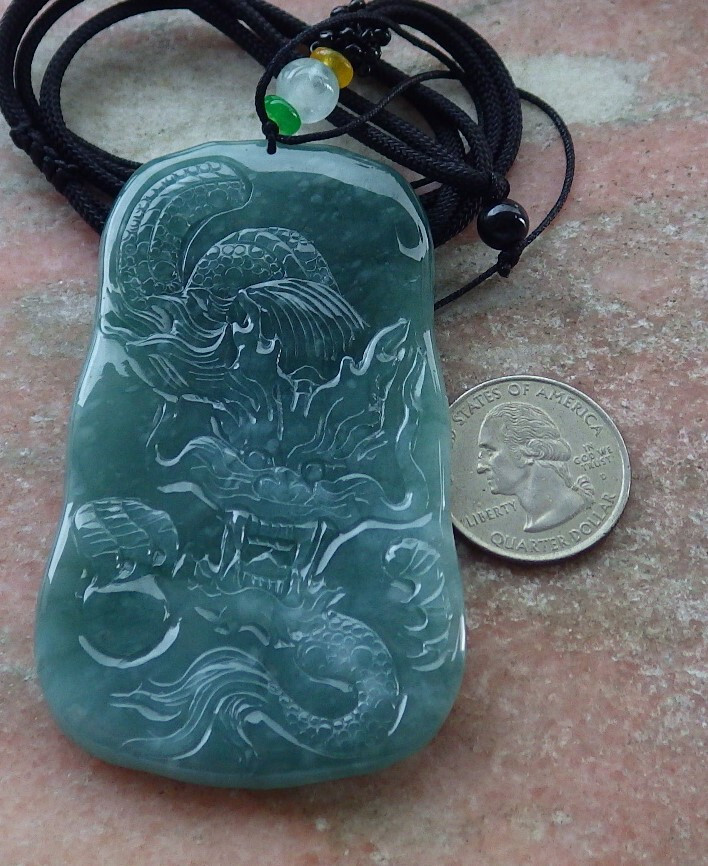 Certified Icy Green Burma 100% Natural A Jade jadeite Pendant 9 Dragon 九龙 676682