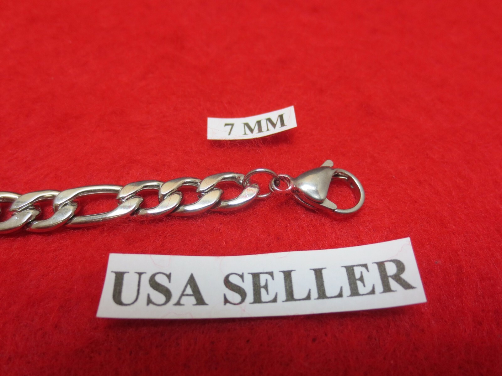 16″-40″ 7mm Stainless Steel Silver Figaro Rope Chain Necklace
