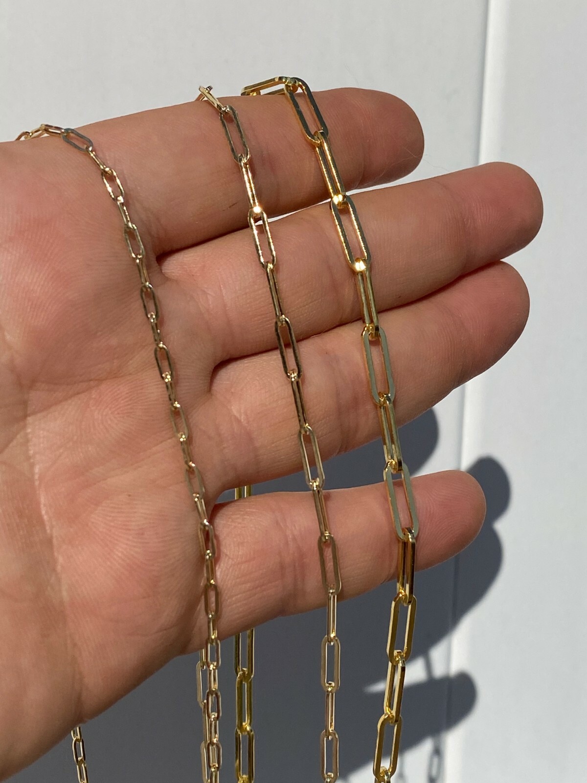14k Gold Plated Solid 925 Sterling Silver Paperclip Rolo Chain Necklace