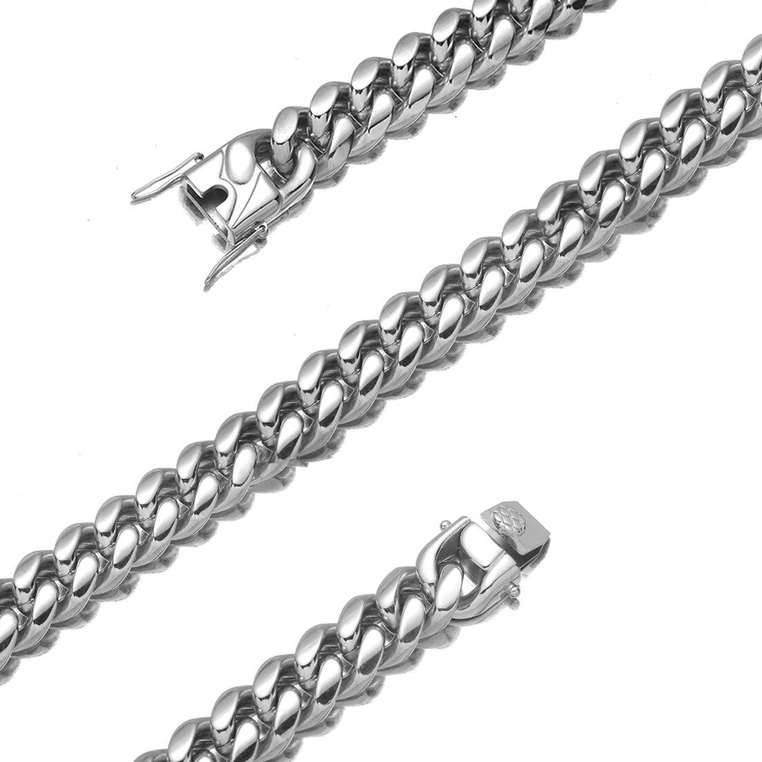 6-18mm Heavy Women Mens Miami Cuban Link Chain Silver Stainless Steel Necklace