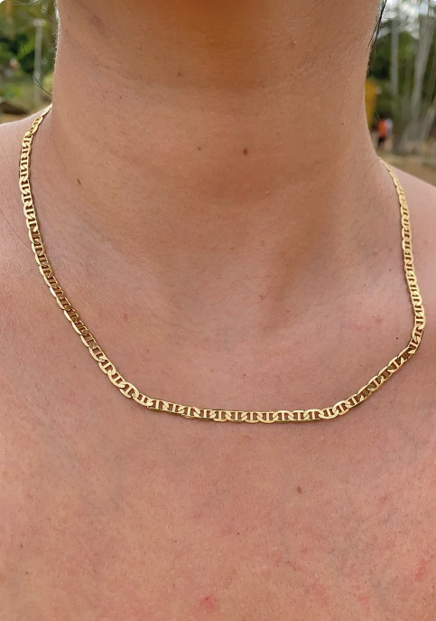 14K Gold Mariner Chain Necklace Bracelet Set 20in 7.5in Men Women Cadena Mariner