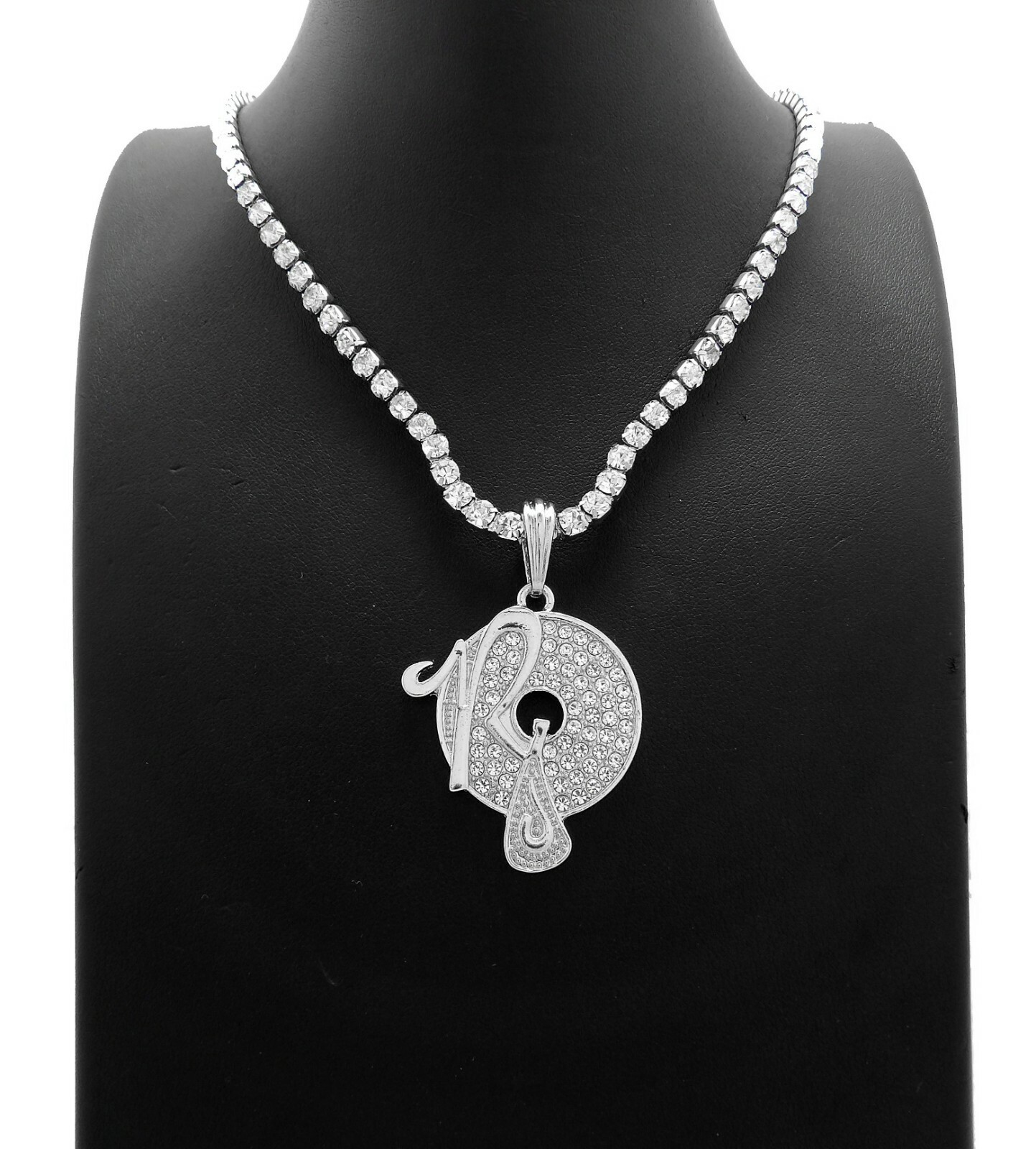 Iced Silver PT ROCAFELLA Pendant & 16″ 18″ 20″ Rhinestone Chain Fashion Necklace