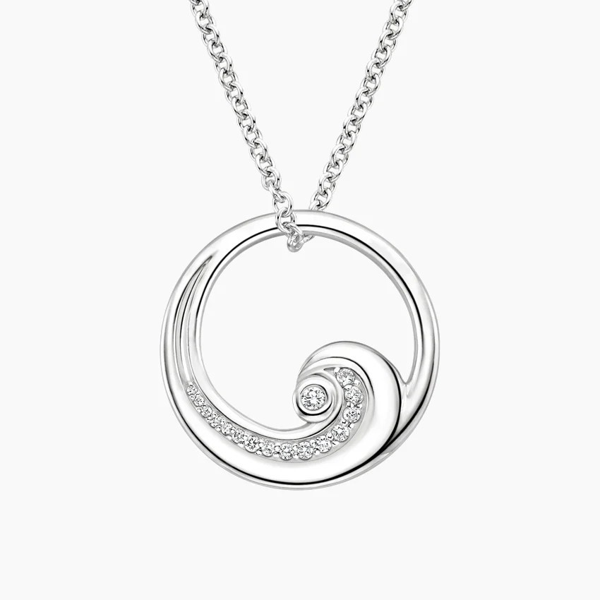 925 Silver Wave Pendant Necklace Minimal Elegant Chain Jewelry Women Gift Trendy