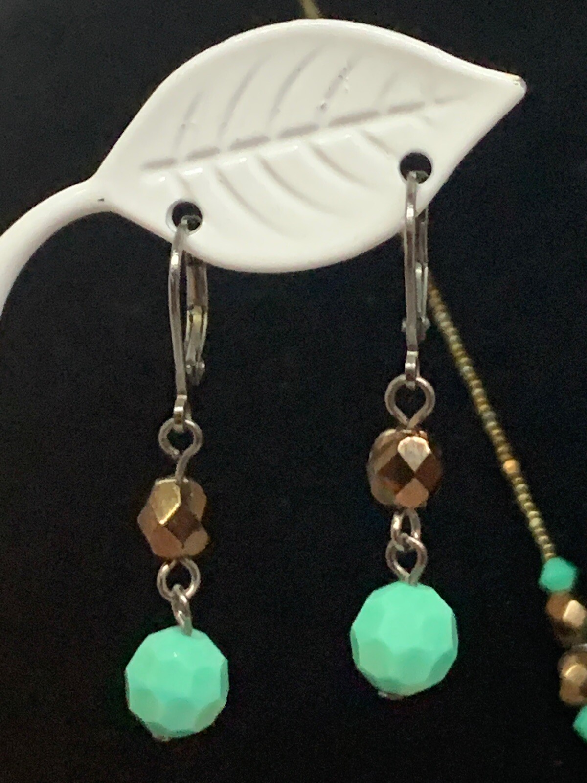 Jasper & Glass Bead Necklace Earrings Set Nickel Lead Free Made In USA Southwest