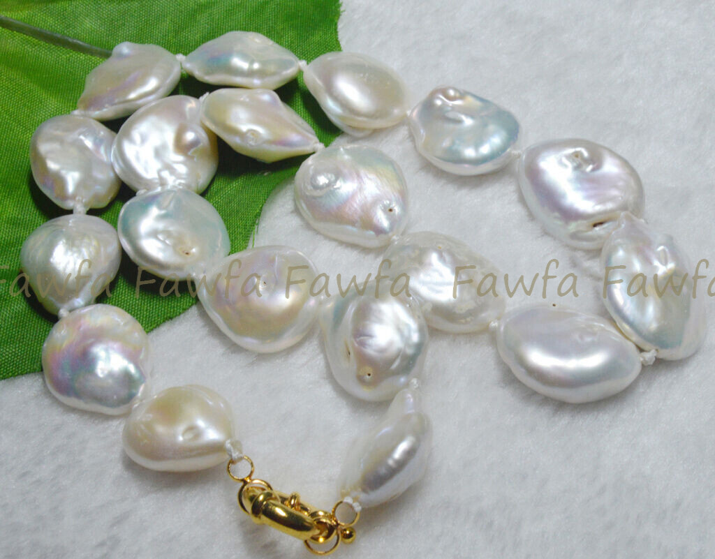 Huge 18-22mm Natural Real South Sea Baroque White Pearl Necklace 18”