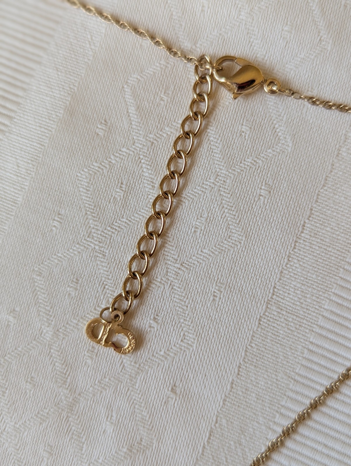 Vintage Christian Dior Padlock Stirrup CD Logo Necklace Gold Crystals Germany