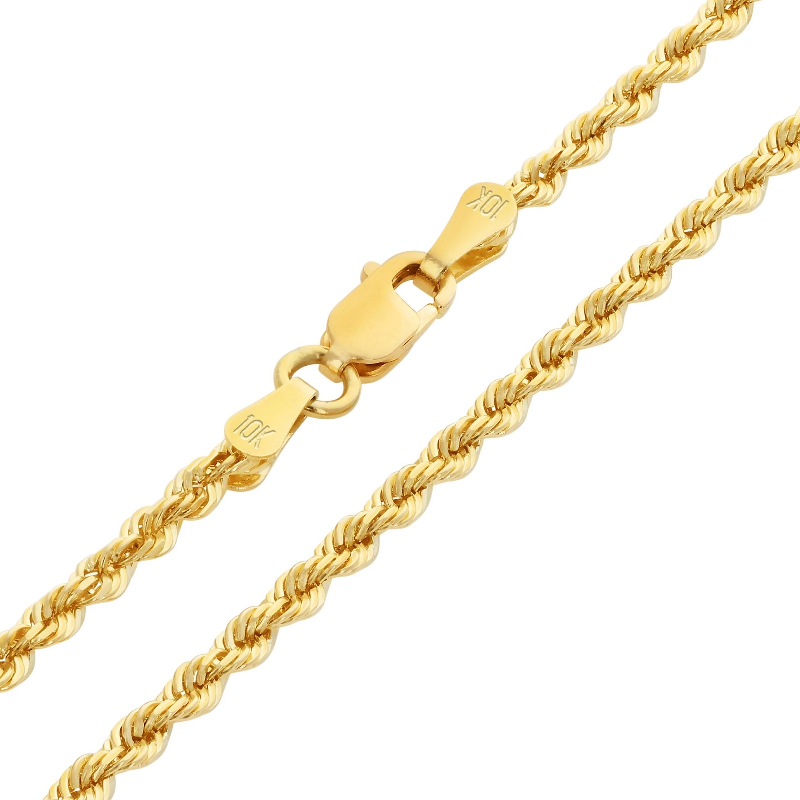 10K Yellow Gold 2mm-10mm Diamond Cut Rope Chain Bracelet Men Women 7″ 7.5″ 8″ 9″