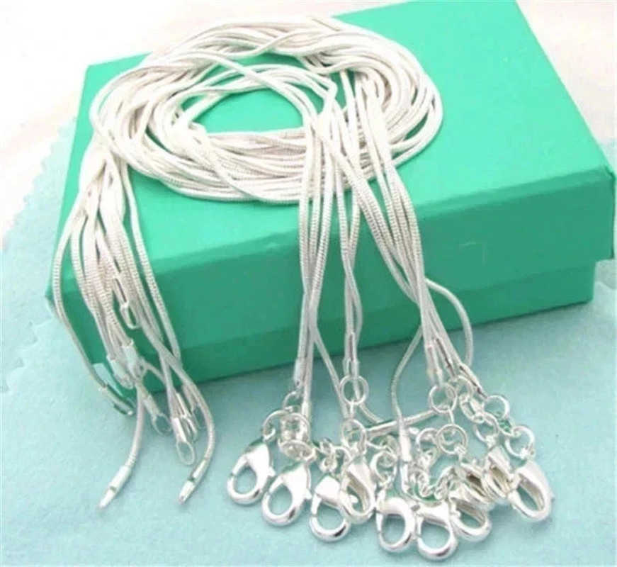 10PCS Wholesale 925 Sterling Solid Silver 1MM 16-30Inch Snake Chain Necklace