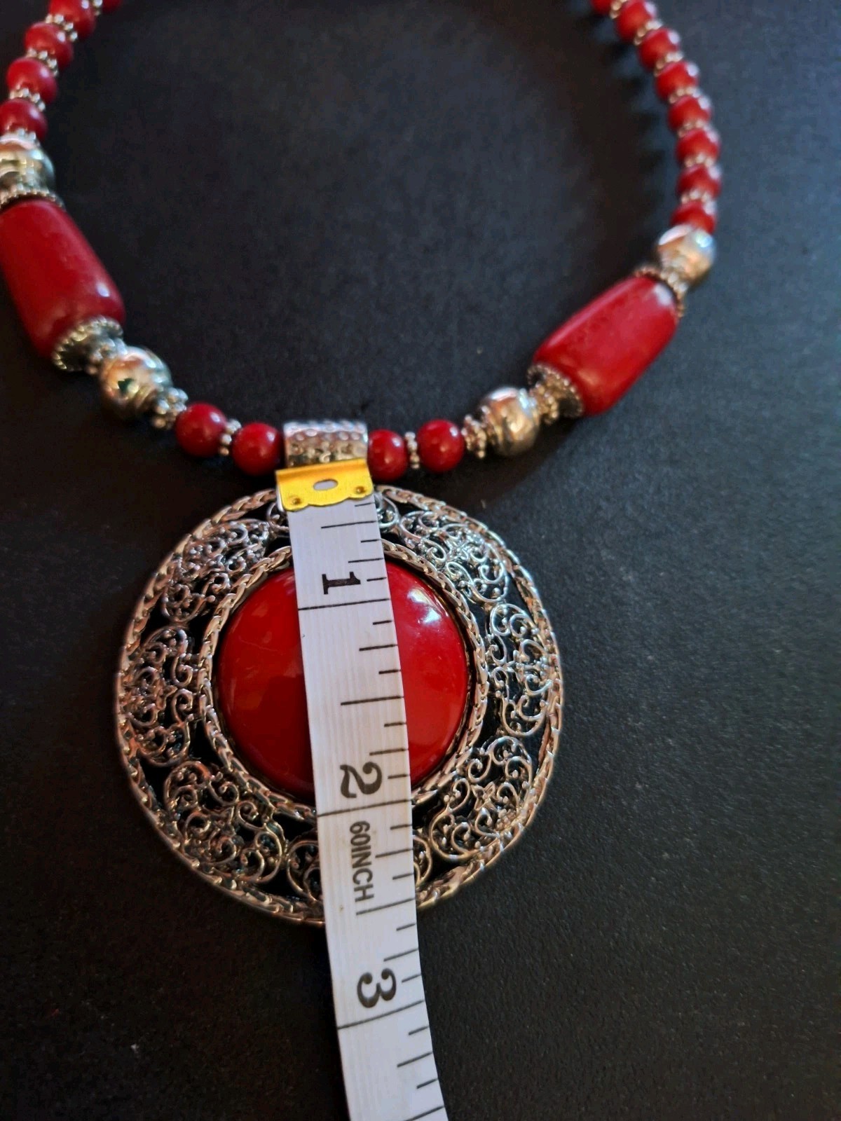 Red Round Pendant Acrylic Red Beads Casual Party Beach Statement Necklace