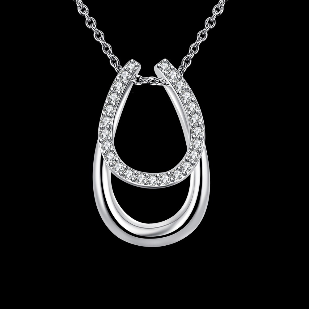 Elegant 925 Sterling Silver Filled Chic CZ Pendant Necklace N-A599 Gift Woman