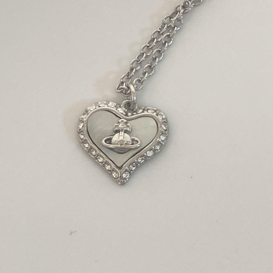 Vivienne Westwood Silver Petra Necklace Silver Shell Heart w/drawstring [EJ003