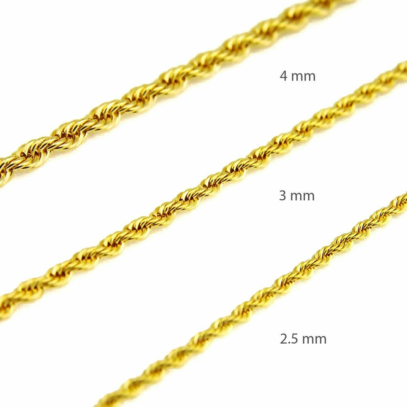 Hip Hop Solid High End 14K Gold Plated 2.5+3+4 mm Rope Chain Combo 18″+20″+22″