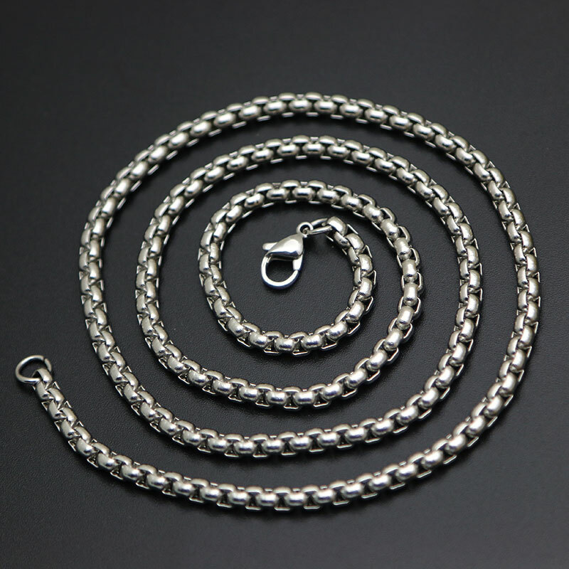 Stainless Steel 19.68 (50cm) Inch 3 mm rounded Box Neck Chain Necklace